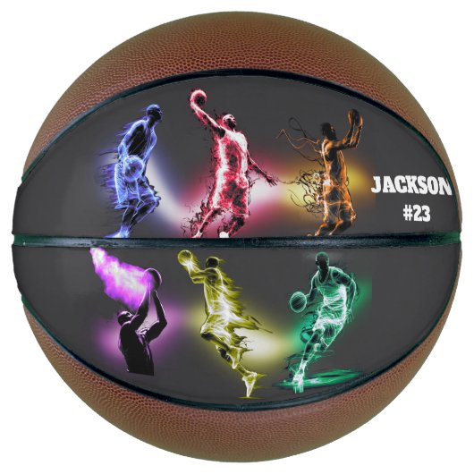Custom Name and Number Neon Basketball Players バスケットボール (正面)