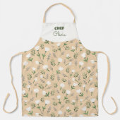 Custom Name Apron – Vanilla Floral Print エプロン (正面)