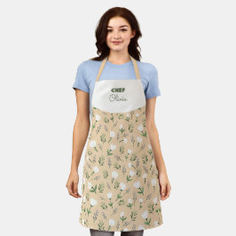 Custom Name Apron – Vanilla Floral Print エプロン