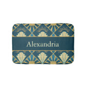 Custom Name Art Deco Teal & Gold Luxe バスマット (正面)