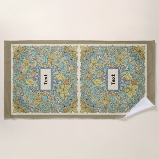 Custom Name Artistic Zentangle Beach Towel ビーチタオル (正面)