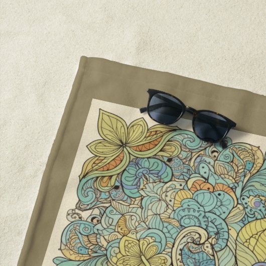 Custom Name Artistic Zentangle Beach Towel ビーチタオル (インサイチュ)
