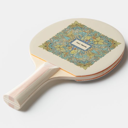 Custom Name Artistic Zentangle Ping Pong Paddle 卓球ラケット (正面アングル)