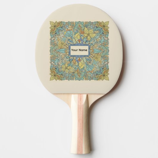 Custom Name Artistic Zentangle Ping Pong Paddle 卓球ラケット (正面)
