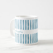 Custom Name Auntie, Watercolor Blue Stripe  コーヒーマグカップ (正面左)