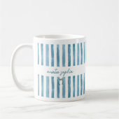 Custom Name Auntie, Watercolor Blue Stripe  コーヒーマグカップ (左)