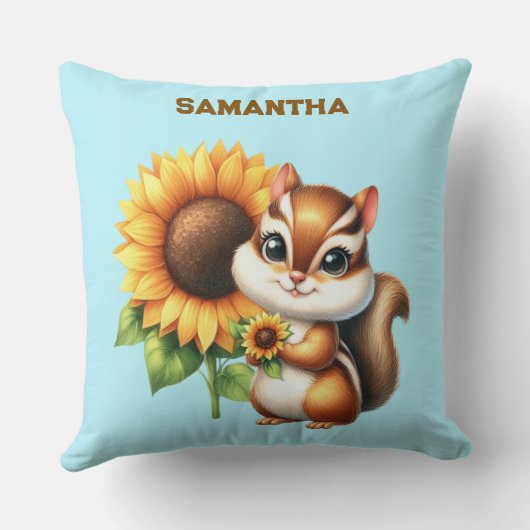  Custom Name Autumn Chipmunk Pillow  クッション (裏面)