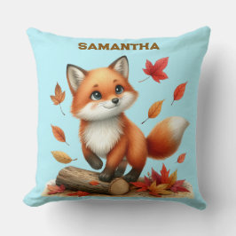 Custom Name Autumn Fox Pillow  クッション