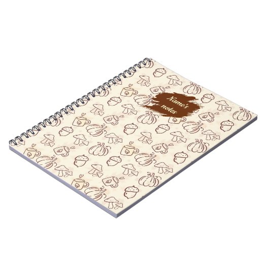 Custom Name Autumn Pattern Spiral Notebook ノートブック (左側)