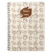 Custom Name Autumn Pattern Spiral Notebook ノートブック (正面)