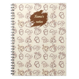 Custom Name Autumn Pattern Spiral Notebook ノートブック