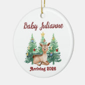 Custom Name Baby Announcement Deer Christmas セラミックオーナメント (左)