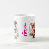 Custom Name Baby Fox and Snowman モーフィングマグカップ (中央)