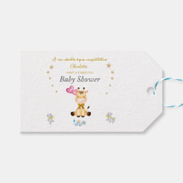 Custom Name Baby Giraffe balloons Baby Shower ギフトタグ