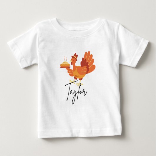 Custom Name Baby Thanksgiving Shirt  ベビーTシャツ (正面)