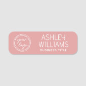 Custom Name Badge with Logo for Staff Modern Pink 名札 (正面)