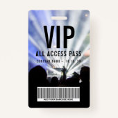 Custom Name Barcode VIP All Access Pass Concert バッジ (正面)