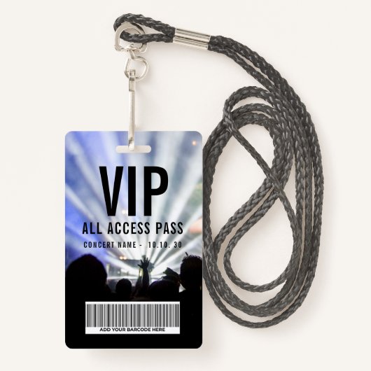 Custom Name Barcode VIP All Access Pass Concert バッジ (正面ランヤード)