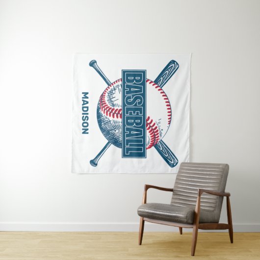 Custom Name Baseball タペストリー (インサイチュ(横))