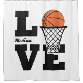 Custom Name Basketball Love シャワーカーテン (正面)