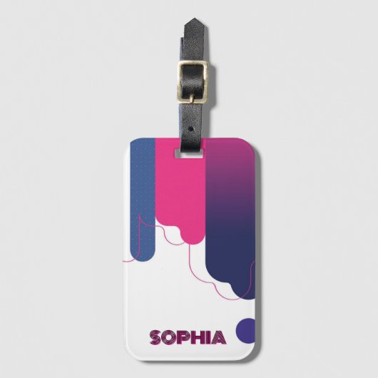 custom name BAUHAUS PINK WHITE DOTS PURPLE  ラゲッジタグ (正面縦)