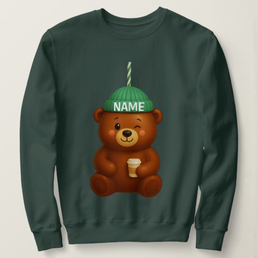 Custom Name Bearista | Personalized Barista Bear | スウェットシャツ (デザイン正面)