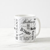 Custom Name Bethany Black White Coffee Mug コーヒーマグカップ (正面右)