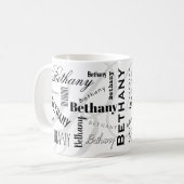Custom Name Bethany Black White Coffee Mug コーヒーマグカップ (正面左)