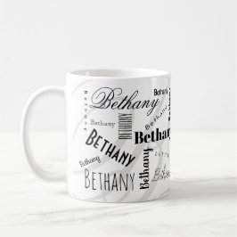 Custom Name Bethany Black White Coffee Mug コーヒーマグカップ