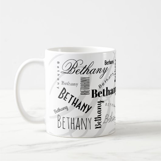 Custom Name Bethany Black White Coffee Mug コーヒーマグカップ (左)