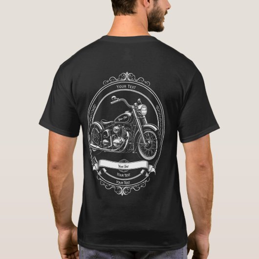 Custom Name Biker Skull Retro Motorcycle T-Shirt Tシャツ (裏面)