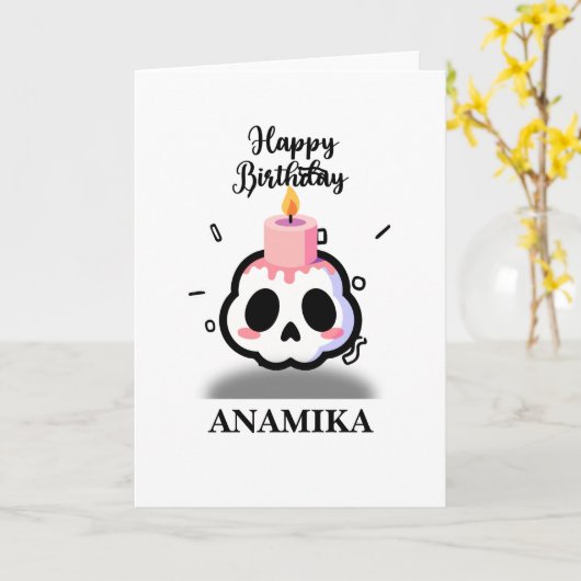 Custom Name Birthday カード (黄色い花)