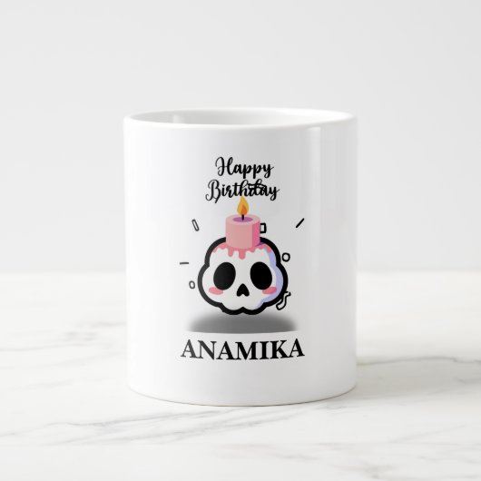 Custom Name Birthday ジャンボコーヒーマグカップ (正面)