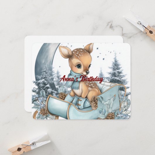 Custom Name Birthday Invitation | Cute Design 招待状 (正面/裏面インサイチュ)