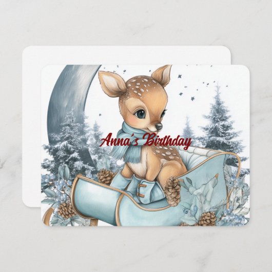 Custom Name Birthday Invitation | Cute Design 招待状 (正面/裏面)