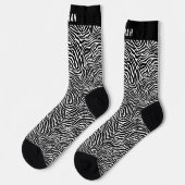 Custom Name Black and White Zebra Stripe Socks ソックス (左)