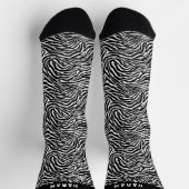 Custom Name Black and White Zebra Stripe Socks ソックス (上部)