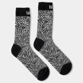 Custom Name Black and White Zebra Stripe Socks ソックス (右)