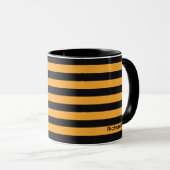 Custom Name Black & Pumpkin Stripe Mug Gift マグカップ (正面右)