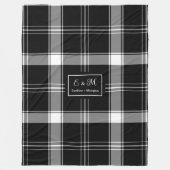 Custom Name Black White Buffalo Plaid Men's Gift フリースブランケット (正面)