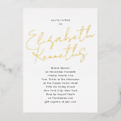 Custom Name Black White GOLD Bridal Shower 箔招待状 (正面)