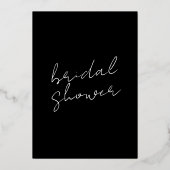 Custom Name Black White GOLD Bridal Shower 箔招待状 (裏面)