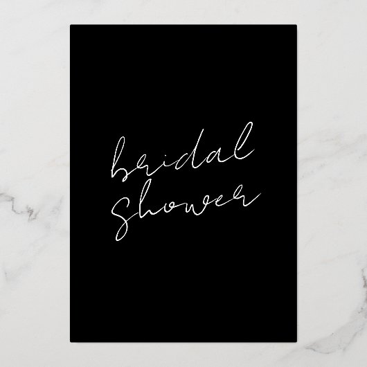 Custom Name Black White GOLD Bridal Shower 箔招待状 (裏面)