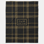 Custom Name Blanket Luxe Black Gold Anniversary フリースブランケット (正面)