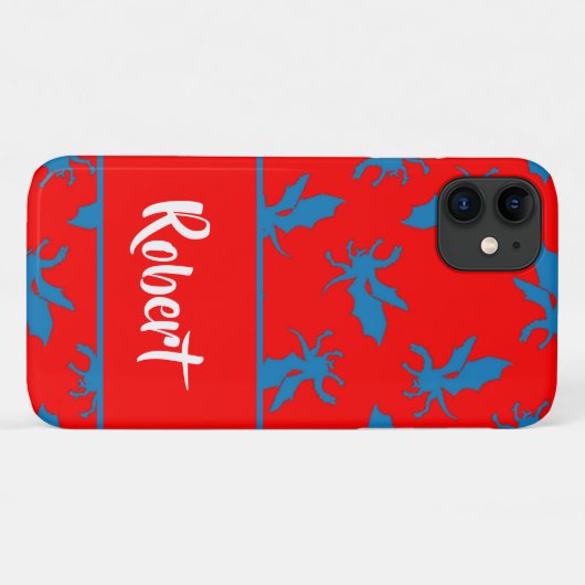 Custom name blue dragons on red Case-Mate iPhoneケース (裏面(横))