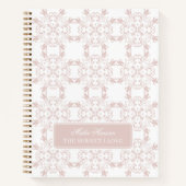 Custom Name Blush Rose Vector Pattern Journal ノートブック (正面)