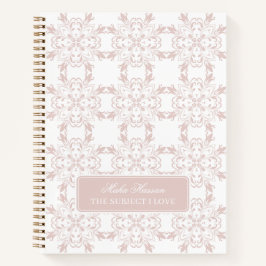 Custom Name Blush Rose Vector Pattern Journal ノートブック