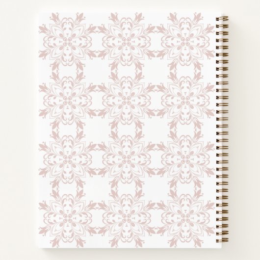 Custom Name Blush Rose Vector Pattern Journal ノートブック (裏面)