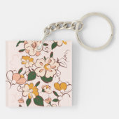 Custom Name Bohemian Peach Floral Script Name キーホルダー (裏面)