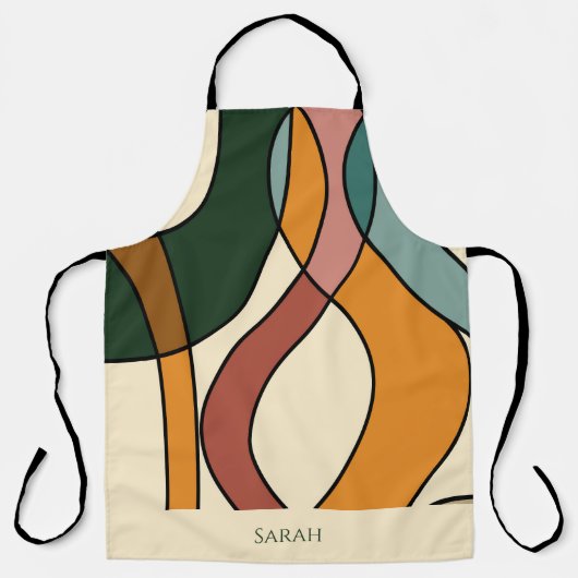 Custom Name Boho Abstract Earthy Modern Kitchen エプロン (正面)